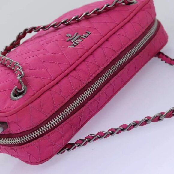 PRADA Chain Hand Bag Nylon Pink Auth - Picture 10 of 16